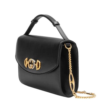 Gucci Zumi Black Leather Smooth Small Chain Shoulder Bag 